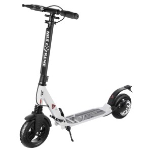 Hulajnoga Nils Extreme HM208T Biała pompowana z amortyzacją i hamulcem ręcznym HM208T